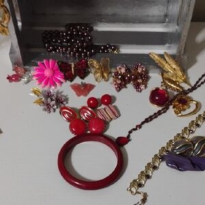 Monet Red and Gold Brooch Collection